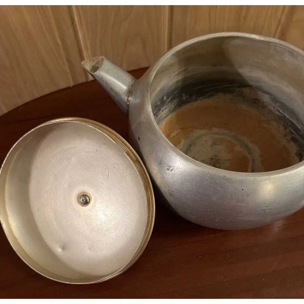 Vintage MCM Wear-Ever Tea Pot Kettle # 3062 1/2 Aluminum Copper Lid Hallite USA!